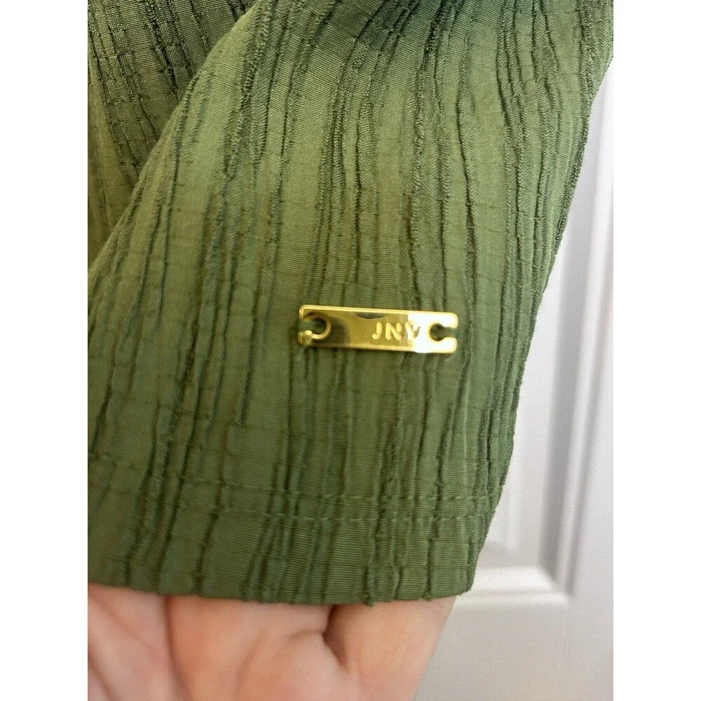 Jones New York Signature Green Textured Knit 2pc Set V-Neck Sleeveless L Texture